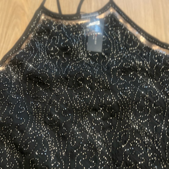 ❤️ROMEO & JULIET COUTURE GOLD BEADED HALTER DRESS NEW WITH TAGS!! SIZE L. - Picture 8 of 8